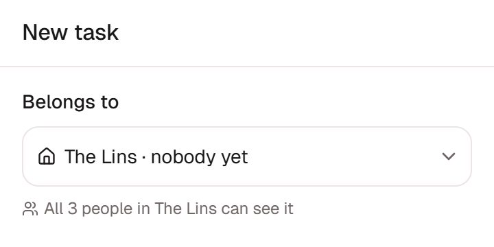 New task form with the group selected and no one assigned
